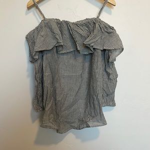 Off shoulder striped top with ruffles